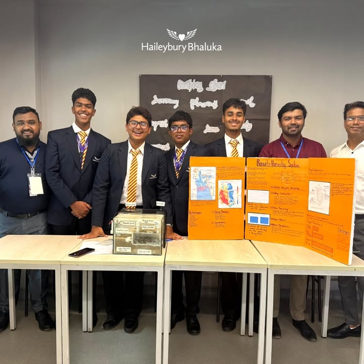 Haileybury Bhaluka students presenting art and science projects at the display event