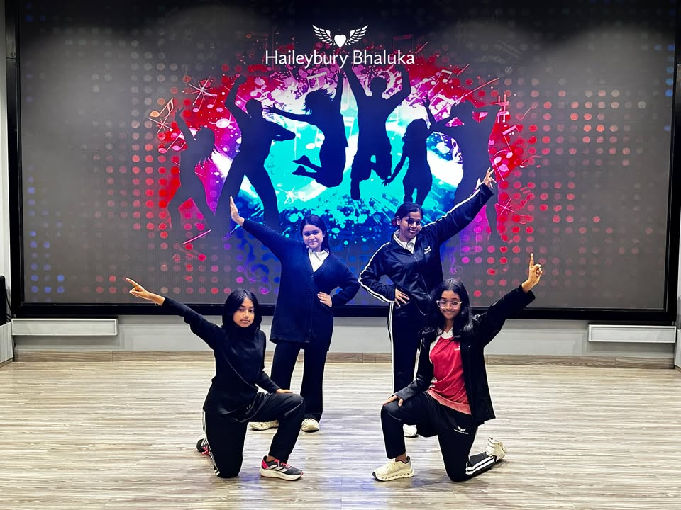 Female students participating in the Haileybury Bhaluka Dance Club