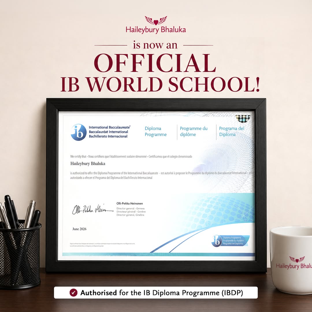 Haileybury Bhaluka students celebrating IB World School authorisation