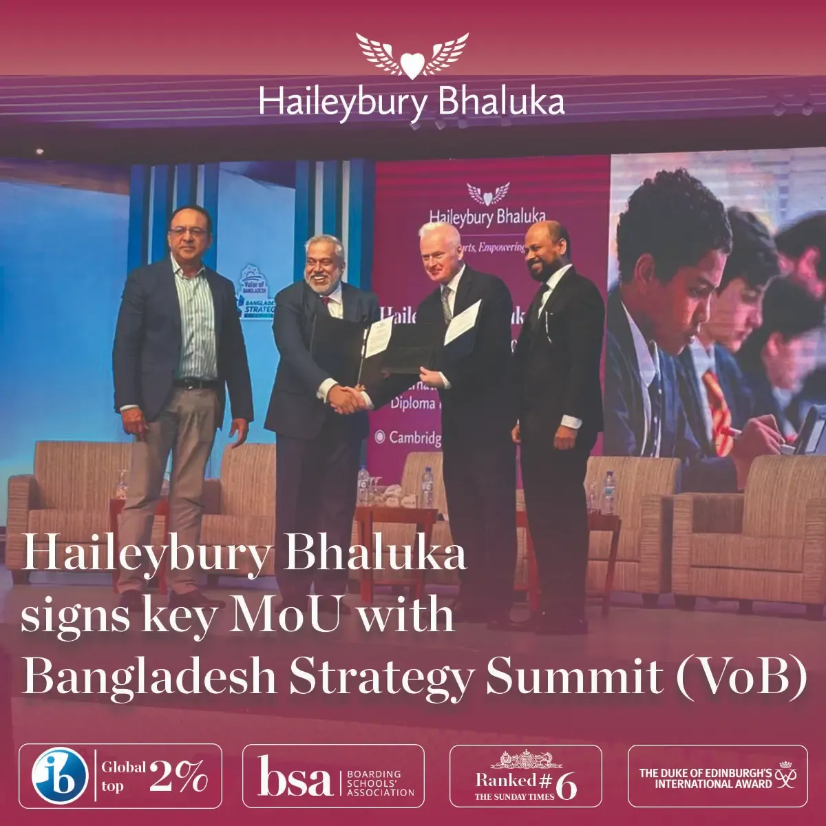 Haileybury Bhaluka signs key MOU with Valor of Bangladesh on Bangladesh Strategy Summit 2023