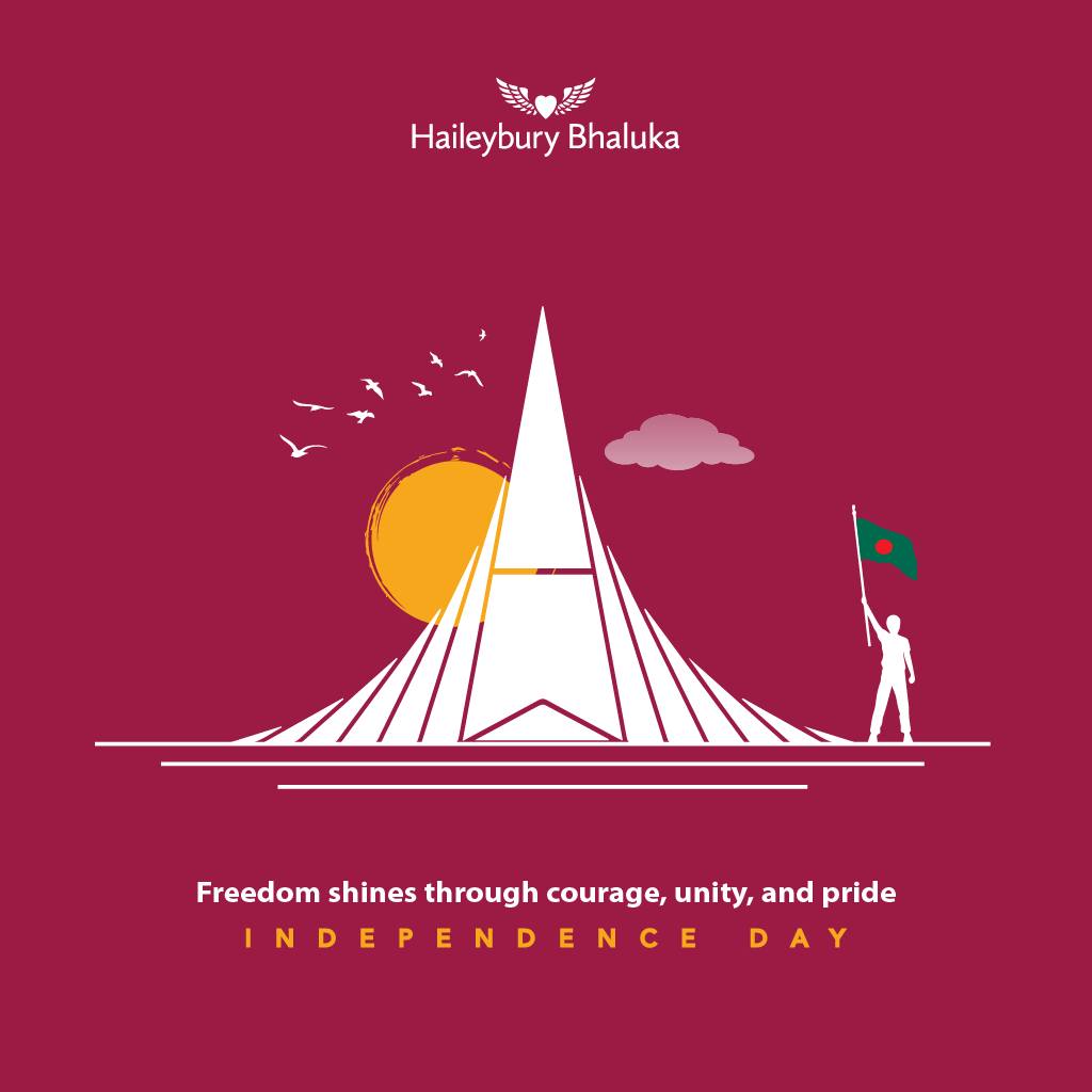 Students at Haileybury Bhaluka celebrating Independence Day with flags