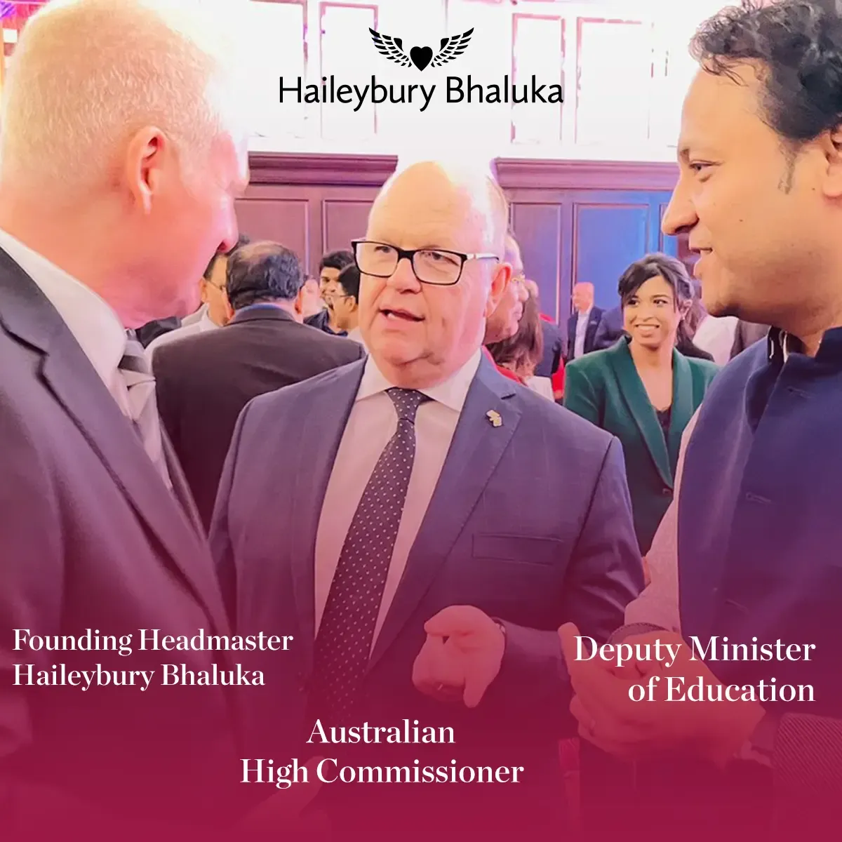 Simon O’Grady, Founding Headmaster of Haileybury Bhaluka in an inspiring discussion with Mohibul Hasan Chowdhury MP, Deputy Minister of Education, and HE Jeremy Bruer, High Commissioner of Australia